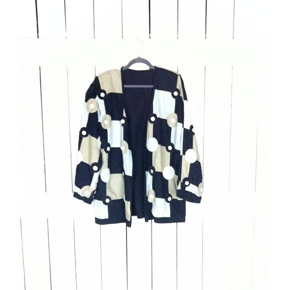 Vintage Yak Magik oversized checkered patchwork button cotton jacket - Picture 1 of 6